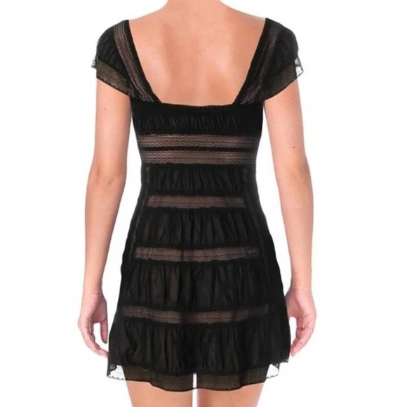 Gorgeous NWT Free People Black Lace Mini Dress - Picture 6 of 10